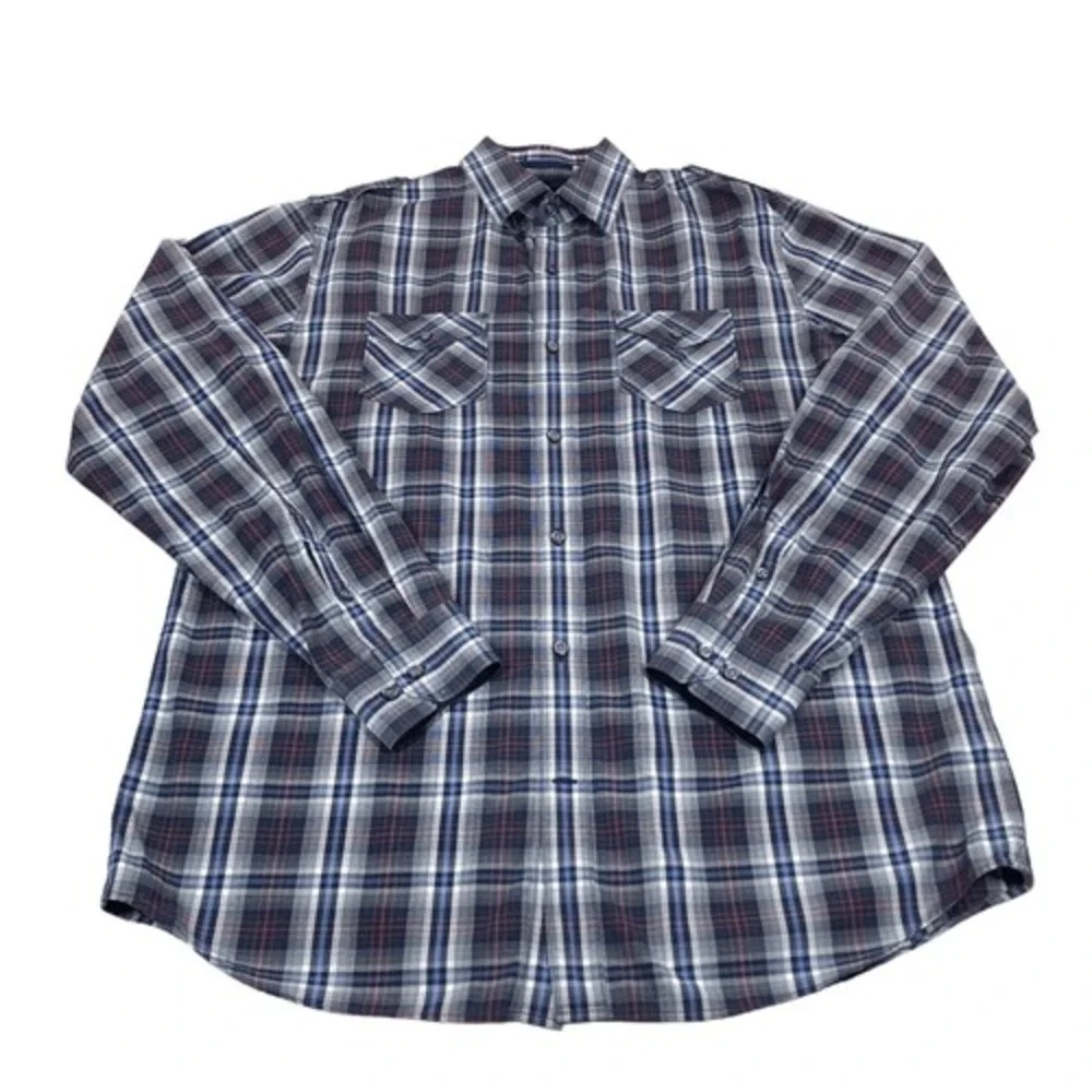 Banana Republic Shirt Mens (L) 16-16.5 Tall Large Plaid Long‎ Sleeve Button Down
